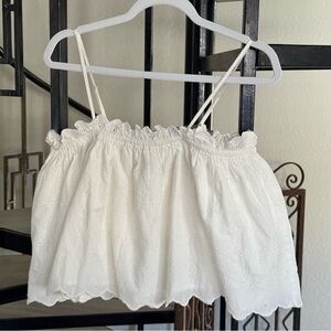 Topshop White Eyelet Off the Shoulder Top